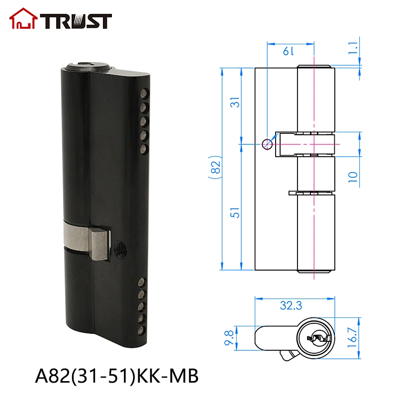 华信 A82MB 双开系列锁芯普通钥匙全铜欧标葫芦锁芯门锁配件木门通用锁芯