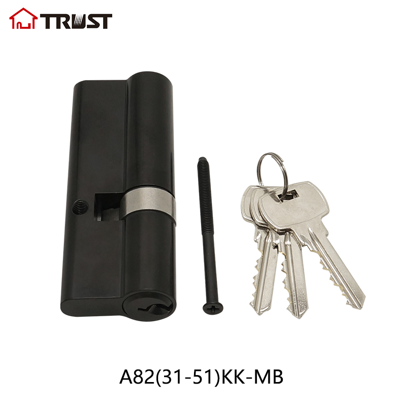 华信 A82MB 双开系列锁芯普通钥匙全铜欧标葫芦锁芯门锁配件木门通用锁芯